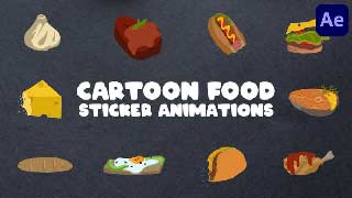 Cartoon Food Sticker Animations for After Effects