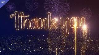 Thank You Gold Line Flare Wish Black